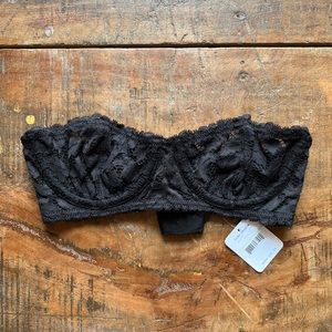 Free People Intimately NWT 32B Love Letters Strapless Bra Black